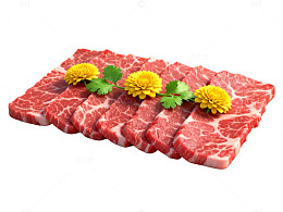 写实风新鲜牛肉切片设计素材