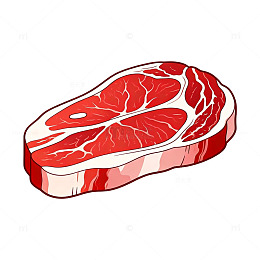 卡通风格牛排插画设计素材