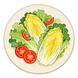 卡通风格生菜番茄沙拉插画设计素材