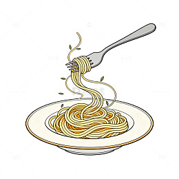 手绘风意大利面美食插画设计素材