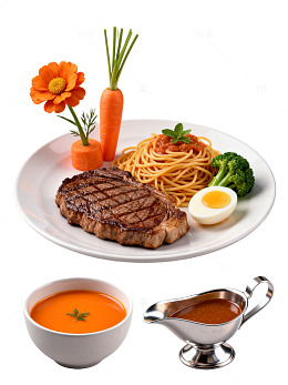 美食牛排意面摆盘设计素材
