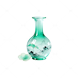 玻璃质感花瓶水彩晕染设计素材