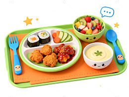卡通风儿童餐盘美食插画设计素材