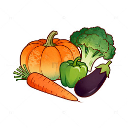 卡通风格新鲜蔬菜插画设计素材