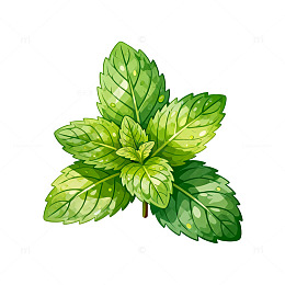 手绘风薄荷叶植物插画设计素材