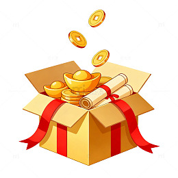 卡通风新年礼盒金元宝设计素材