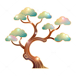 国风手绘松树插画设计素材