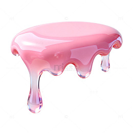 3D渲染粉色液体滴落效果设计素材