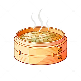 卡通风蒸笼热气手绘美食设计素材