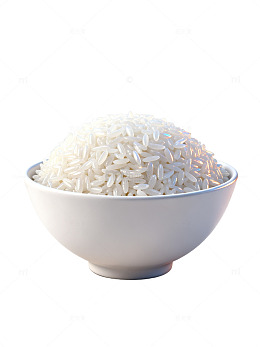 简约风白瓷碗盛米饭设计素材
