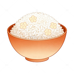 卡通风米饭碗插画设计素材