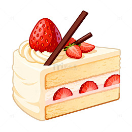 卡通风草莓奶油蛋糕插画设计素材