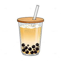 手绘风珍珠奶茶饮品插画设计素材