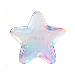 梦幻风透明星形玻璃质感设计素材