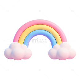 3D卡通风格彩虹云朵设计素材