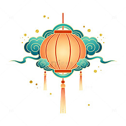 国风手绘灯笼祥云装饰设计素材
