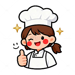 卡通风厨师女孩点赞插画设计素材