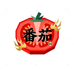 卡通风番茄火焰文字设计素材