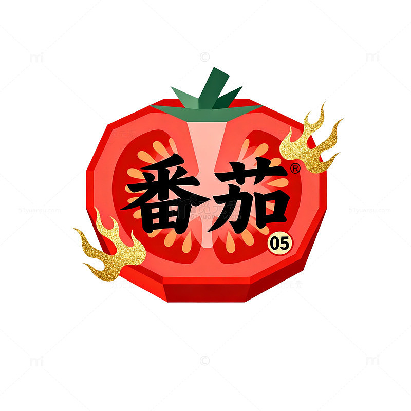 卡通风番茄火焰文字设计素材