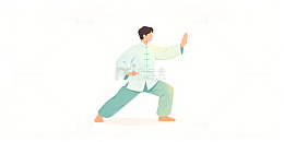 扁平风太极练习人物插画设计素材