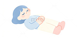 简约风孕妇躺卧手绘插画设计素材