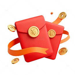 3D风格红包金币新年设计素材