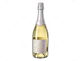 矢量风香槟酒瓶插画设计素材