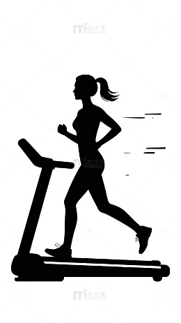 剪影风女性跑步机运动设计素材