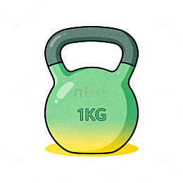 卡通风绿色壶铃健身插画设计素材