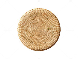 极简风圆形编织草编托盘设计素材
