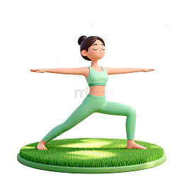 卡通风格瑜伽人物插画设计素材