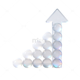 极简风上升箭头球体排列设计素材