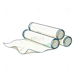 手绘风卷轴纸张插画设计素材