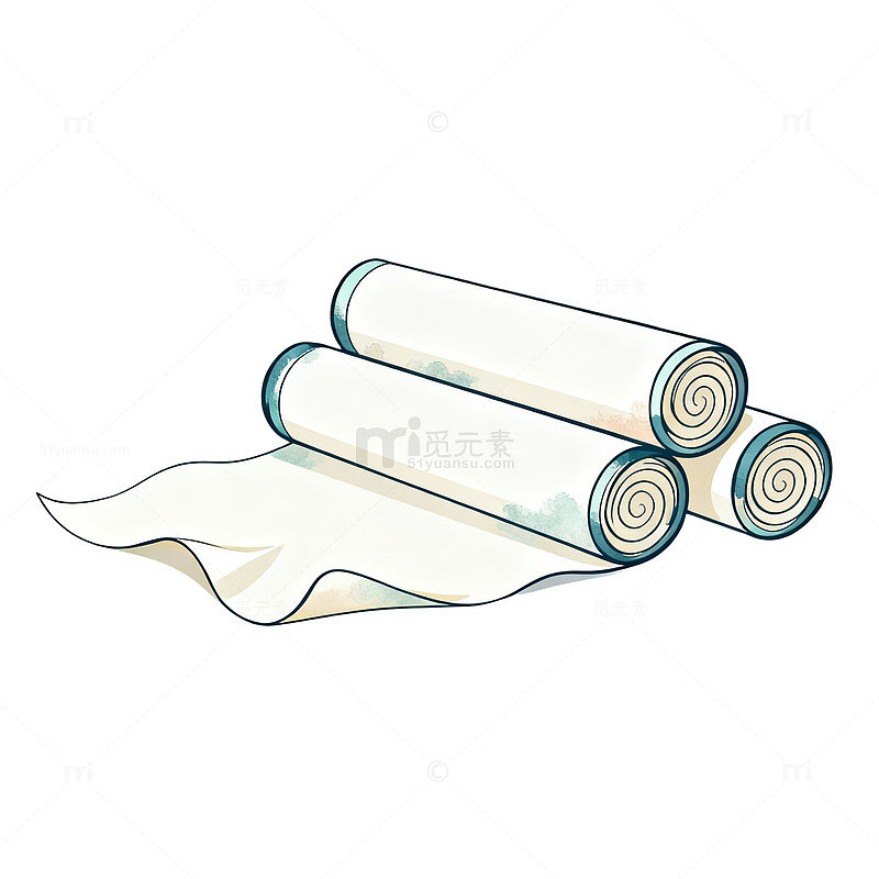 手绘风卷轴纸张插画设计素材