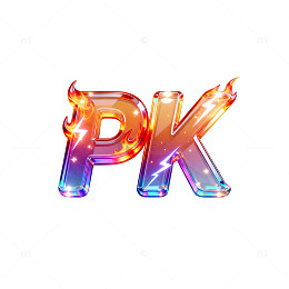火焰渐变PK字母立体设计素材