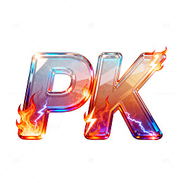 炫彩火焰风格PK字母艺术字设计素材