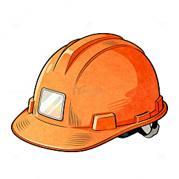 手绘风建筑安全帽插画设计素材
