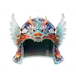 国风龙纹头盔插画设计素材