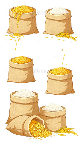 卡通风格谷物粮袋插画设计素材