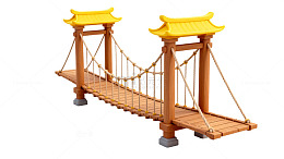 3D风格中式吊桥建筑模型素材