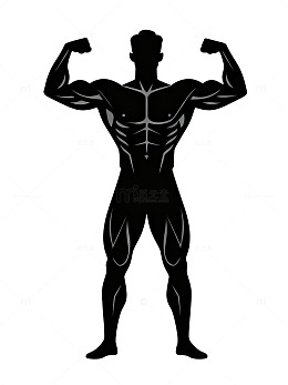 剪影风健美男性肌肉轮廓设计素材