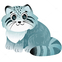 兔狲猫咪可爱动物卡通插画