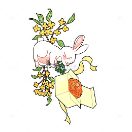 手绘风春日兔子花枝信封设计素材