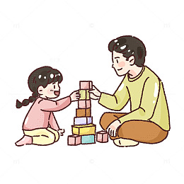 手绘风亲子游戏积木玩耍设计素材