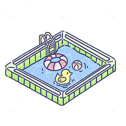 卡通风泳池玩具插画设计素材