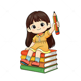 开学学习主题Q版儿童读书写字童趣人物