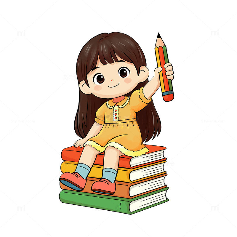 开学学习主题Q版儿童读书写字童趣人物