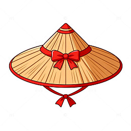 卡通风格斗笠帽子矢量设计素材