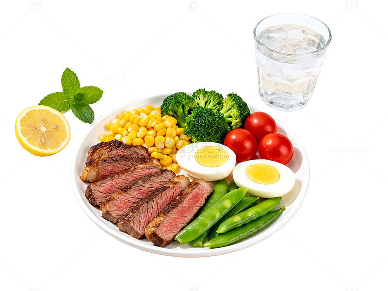 清新风健康餐盘美食素材