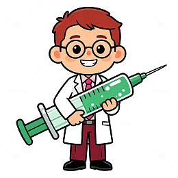 卡通风医生手持注射器插画免扣素材人物